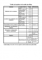 Tarifs salle des fêtes
